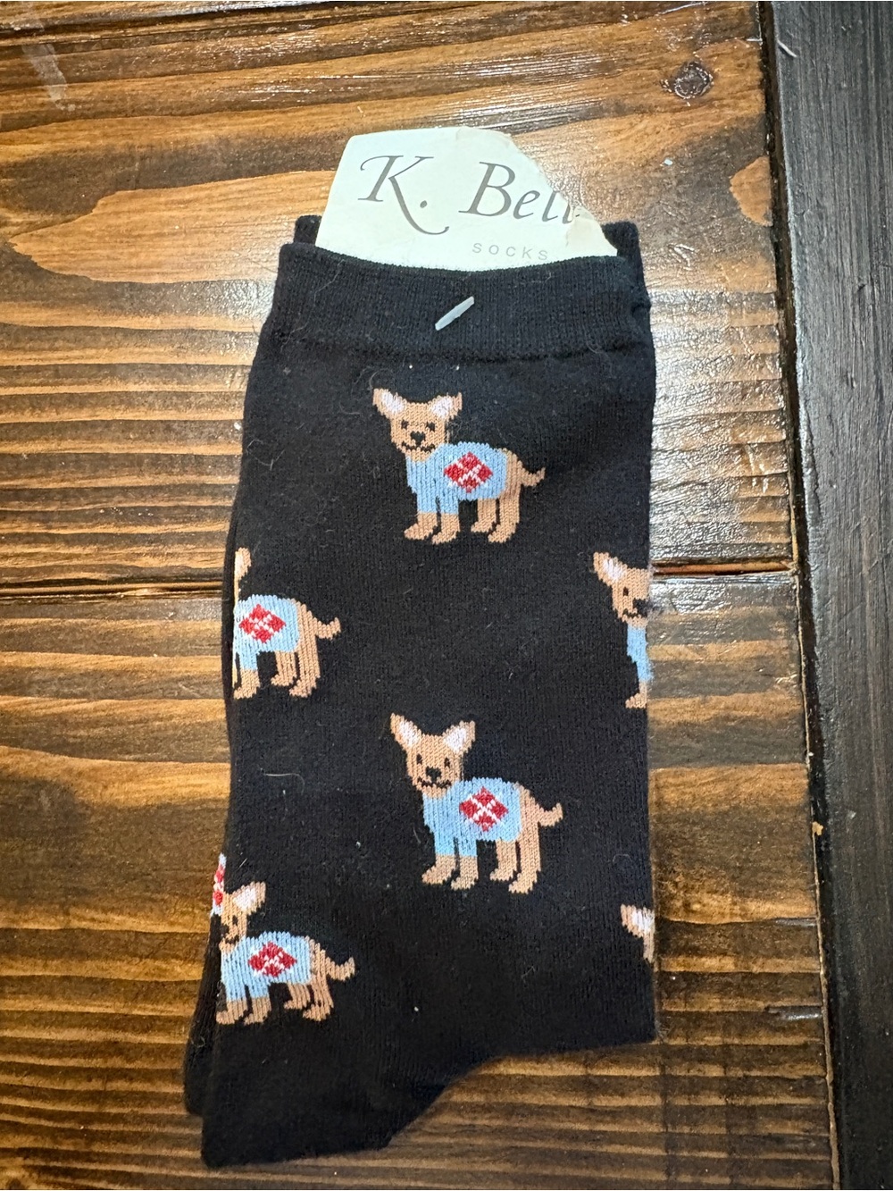 Men’s Business Sock Black Chihuahua Pattern Socks by K. Bell